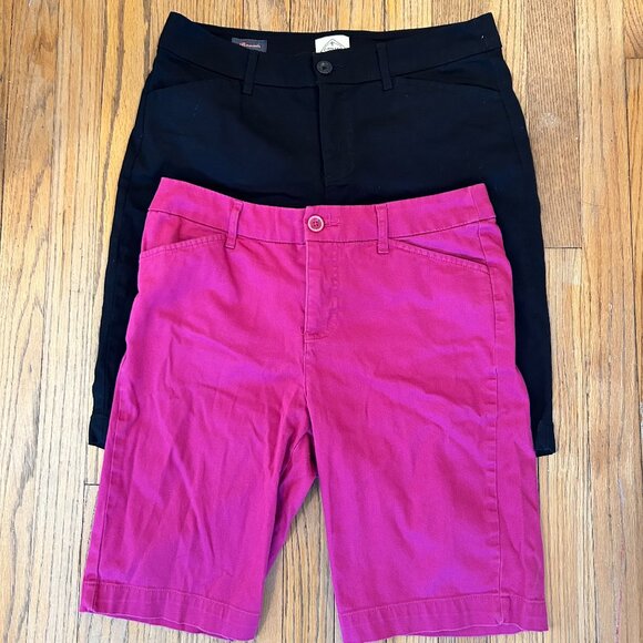 St. John's Bay Pants - St. John’s Bay Bermuda Shorts Bundle Womens Size 10 Cotton Blend Black Fuschia